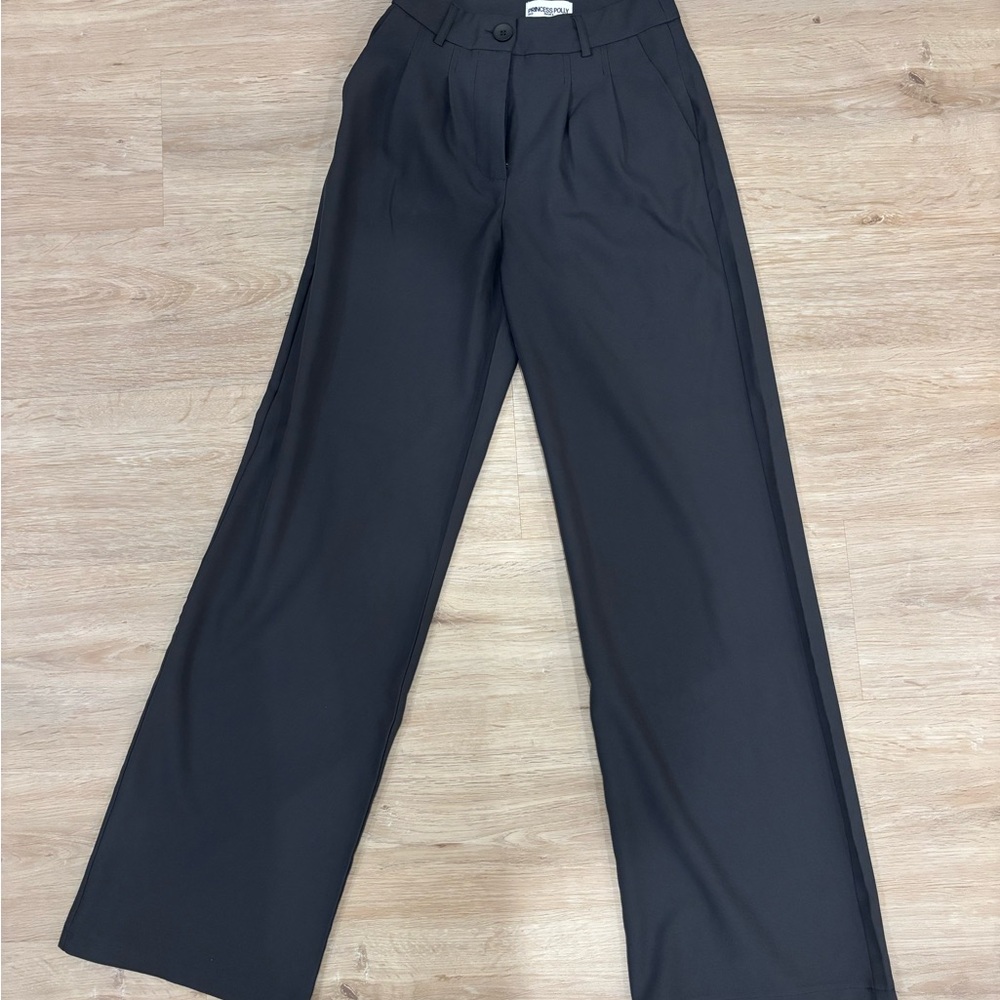 Princess Polly Elegant Black Wide-Leg Trousers